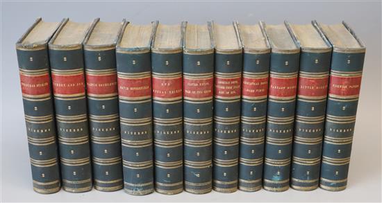 Dickens, Charles - The Works, 15 titles in 11 vols, 8vo, half blue morocco, Chapman and Hall, London 1890